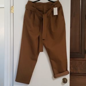 Womens tie waist paperbag pants